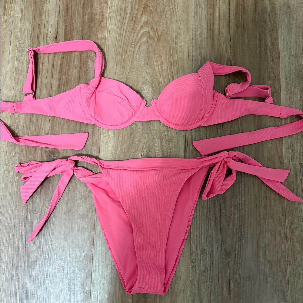 Kittenish Pink Women's Tie-Side Bikini Set - Unbranded
